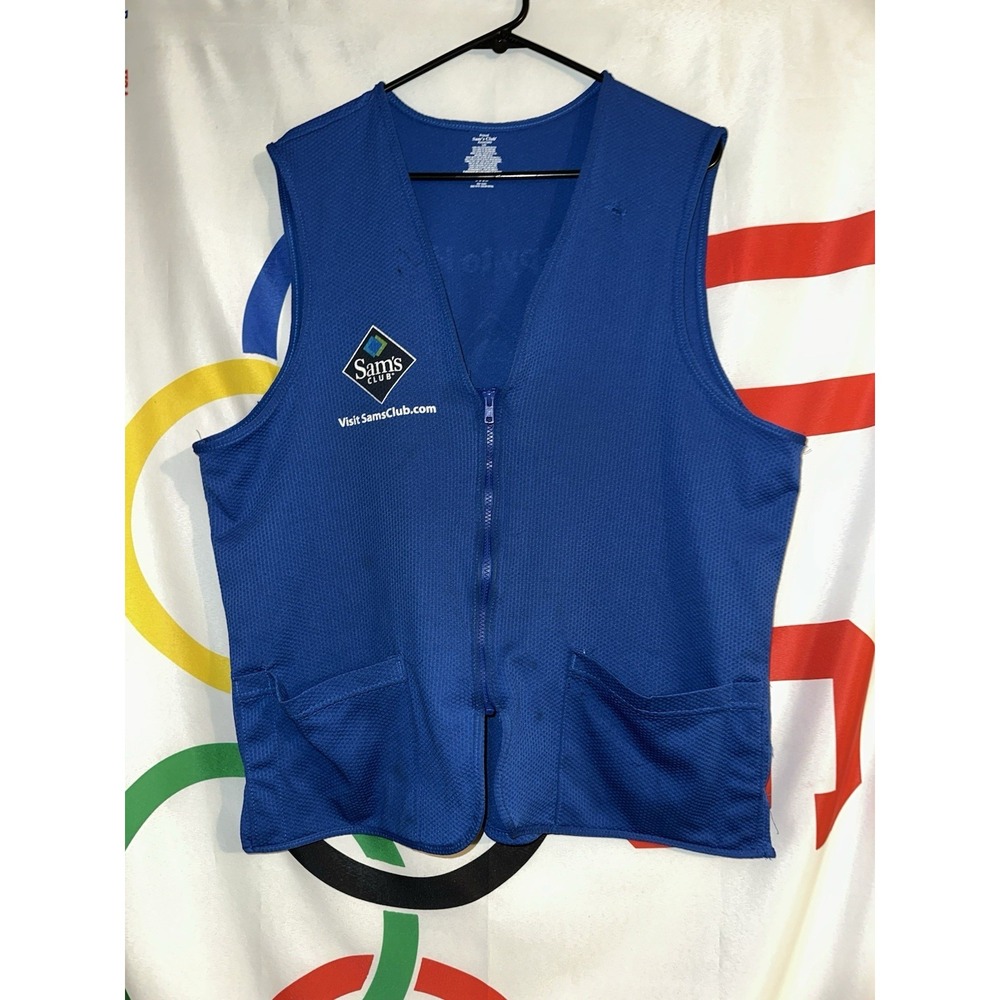 Sam's Club Vest Large Blue Uniform Work Zip Employee Retail Staff Zip Up